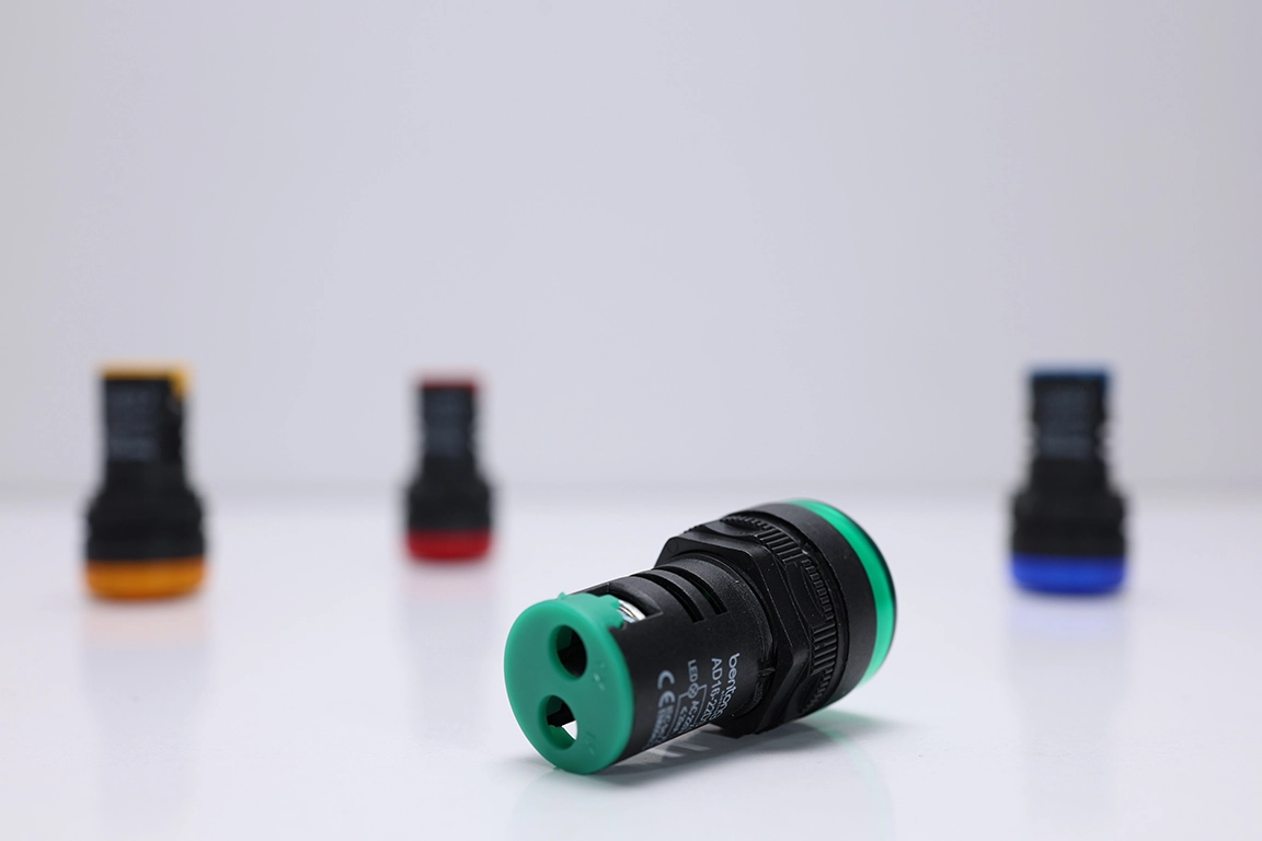 22mm Yeşil LED İkaz/Sinyal Lambası | 24V – 220V