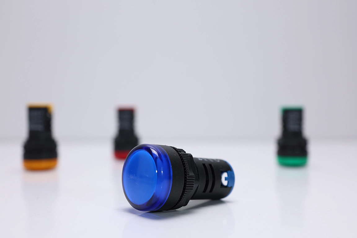 22mm Mavi LED Sinyal Lambası | 24V AC/DC & 220V AC