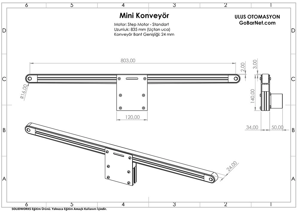Standart Mini Konveyör Bant | 835 mm Ekonomik