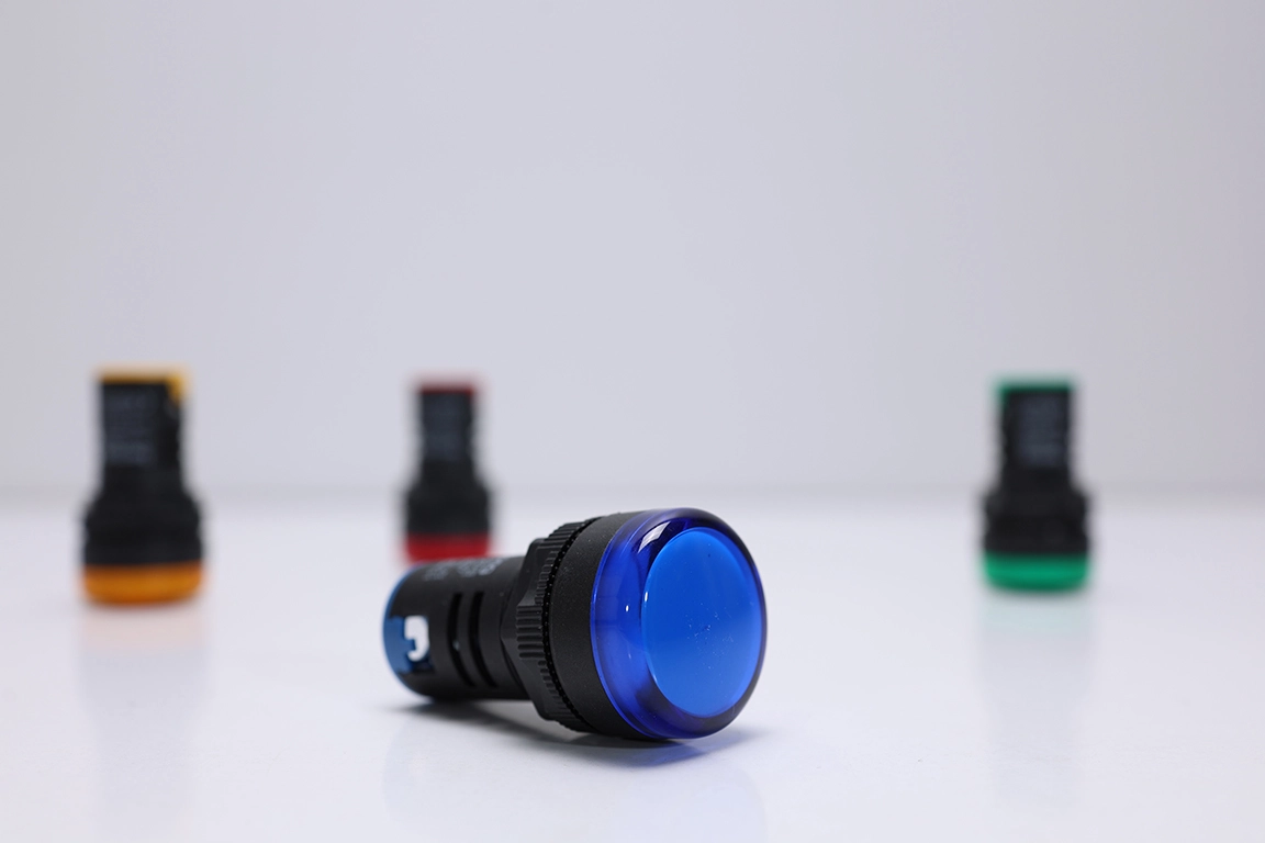 22mm Mavi LED Sinyal Lambası | 24V AC/DC & 220V AC