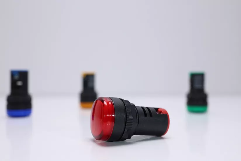 22mm Kırmızı LED Sinyal Lambası | 24V & 220V AC/DC