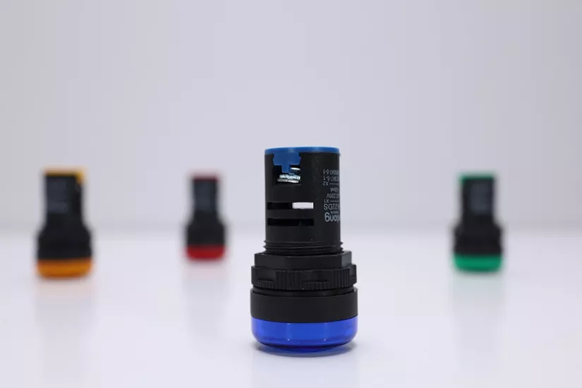 22mm Mavi LED Sinyal Lambası | 24V AC/DC & 220V AC