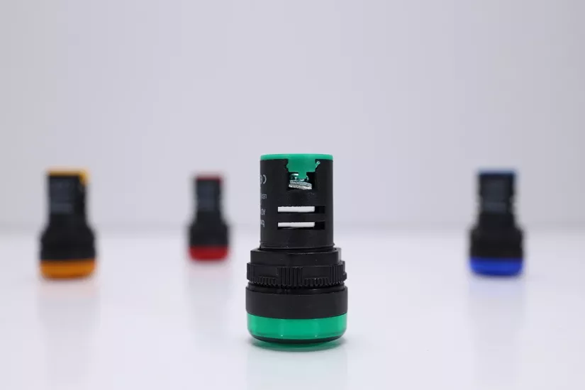 22mm Yeşil LED İkaz/Sinyal Lambası | 24V – 220V