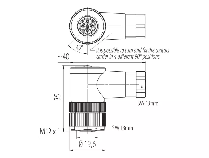 Binder 99 0430 00 04 – M12-A 4-Pin Dişi Konektör
