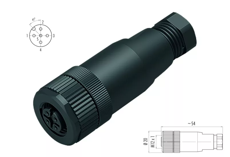 Binder 99 0430 10 04 – M12-A 4-Pin Dişi Konektör