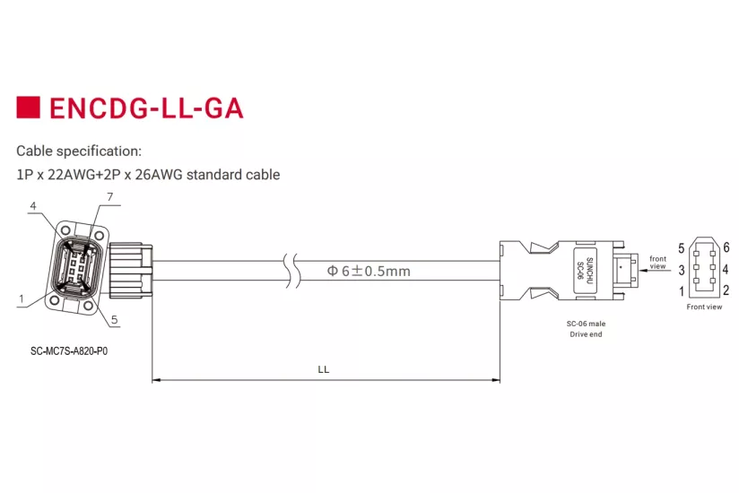 Servo Enkoder Kablosu | Artırımlı | ENCDG-LL-GA