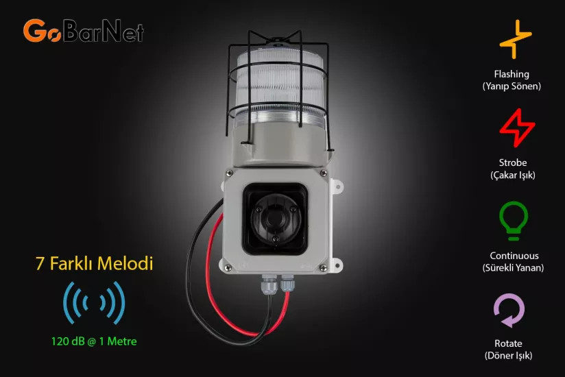 Kornalı İkaz Lambası | 120 dB 7 Melodi | IP65