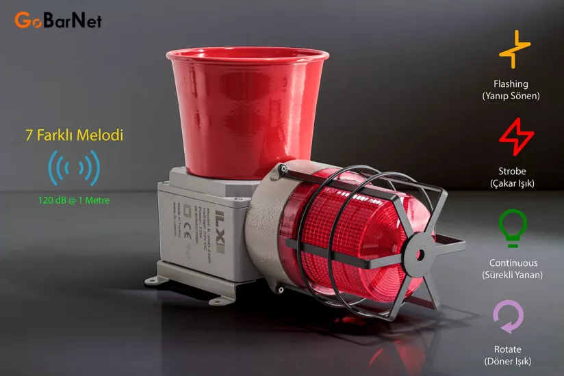 IL-XHD Kornalı Endüstriyel İkaz Lambası – 7 Melodi