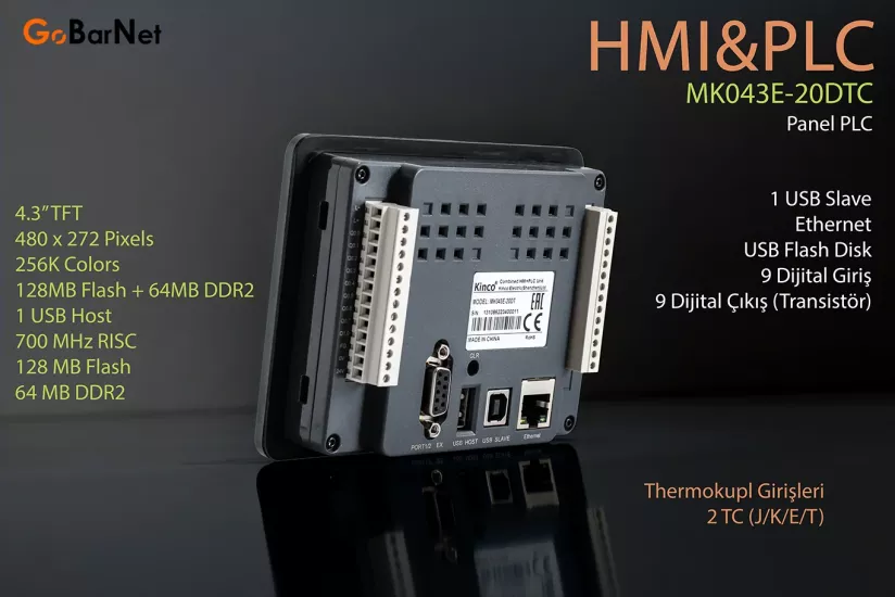 Kinco MK043E-20DTC HMI PLC | 4.3” Dokunmatik Panel
