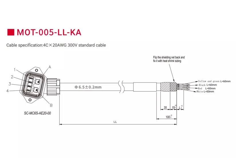Servo Motor Güç Kablosu | MOT‑005‑05‑KA MOT‑005‑15