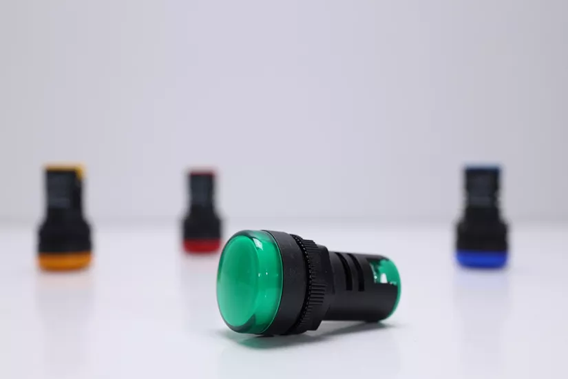 22mm Yeşil LED İkaz/Sinyal Lambası | 24V – 220V